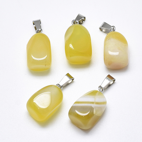PandaHall Natural Banded Agate/Striped Agate Pendants, Dyed, with Stainless Steel Snap On Bails, Cuboid, Stainless Steel Color, Champagne..., Yellow
PandaHall Natural Banded Agate/Striped Agate Pendants, Dyed, with Stainless Steel Snap On Bails, Cuboid, Stainless Steel Color, Champagne..., Yellow
