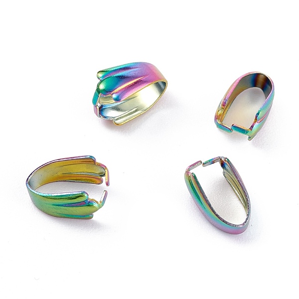 PandaHall Ion Plating(IP) 304 Stainless Steel Snap on Bails, Rainbow Color, 11x6x5mm, Inner: 10x5mm 304 Stainless Steel
PandaHall Ion Plating(IP) 304 Stainless Steel Snap on Bails, Rainbow Color, 11x6x5mm, Inner: 10x5mm 304 Stainless Steel