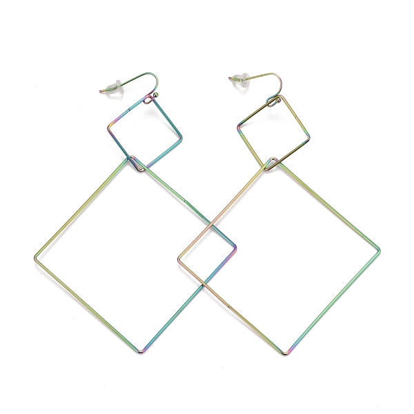 PandaHall Ion Plating(IP) Rainbow Color Rhombus 304 Stainless Steel Dangle Earrings for Women, 108.5x69x1.8mm, Pin: 0.6mm 304 Stainless...
PandaHall Ion Plating(IP) Rainbow Color Rhombus 304 Stainless Steel Dangle Earrings for Women, 108.5x69x1.8mm, Pin: 0.6mm 304 Stainless...