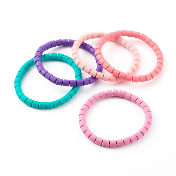 PandaHall Handmade Polymer Clay Beaded Stretch Bracelets, Column, Mixed Color, Inner Diameter: 2-1/4~2-3/8 inch(5.6~6cm), Bead: 6x6~6.5mm..., Multicolor
PandaHall Handmade Polymer Clay Beaded Stretch Bracelets, Column, Mixed Color, Inner Diameter: 2-1/4~2-3/8 inch(5.6~6cm), Bead: 6x6~6.5mm..., Multicolor