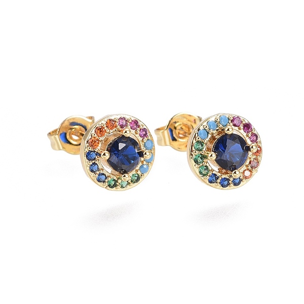 PandaHall Brass Micro Pave Cubic Zirconia Stud Earrings, Flat Round, Golden, Colorful, 15.5x8.4x3.5mm, Pin: 0.7mm Cubic Zirconia
PandaHall Brass Micro Pave Cubic Zirconia Stud Earrings, Flat Round, Golden, Colorful, 15.5x8.4x3.5mm, Pin: 0.7mm Cubic Zirconia