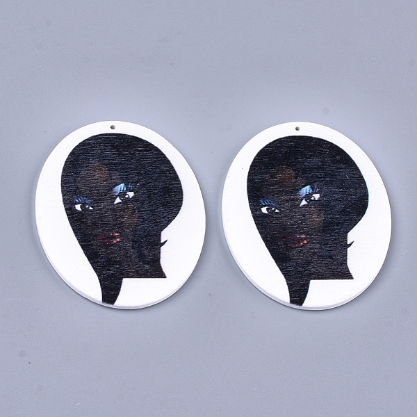 PandaHall Printed Wooden Big Pendants, Dyed, Oval with Woman, Black, 63x50x2.5mm, Hole: 1.2mm Wood Oval Black
PandaHall Printed Wooden Big Pendants, Dyed, Oval with Woman, Black, 63x50x2.5mm, Hole: 1.2mm Wood Oval Black