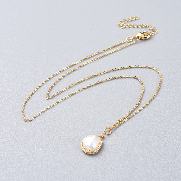 PandaHall Pendants Necklaces, with Natural Baroque Pearl Keshi Pearl Beads, Brass Cable Chain and Lobster Claw Clasps, Golden, 16.73 inch...
PandaHall Pendants Necklaces, with Natural Baroque Pearl Keshi Pearl Beads, Brass Cable Chain and Lobster Claw Clasps, Golden, 16.73 inch...