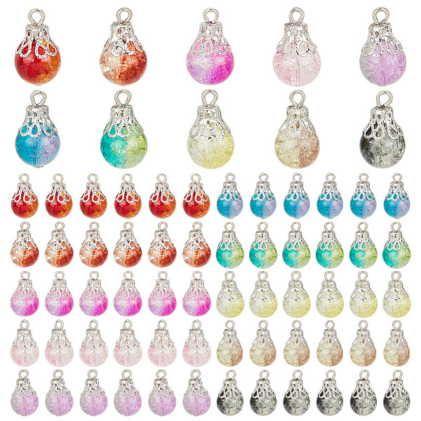 PandaHall 100Pcs 10 Color Crackle Glass Charms, with Iron Findings, Round, Platinum, 17x10mm, Hole: 1.8mm, 10Pcs/color Iron+Glass Round..., Multicolor
PandaHall 100Pcs 10 Color Crackle Glass Charms, with Iron Findings, Round, Platinum, 17x10mm, Hole: 1.8mm, 10Pcs/color Iron+Glass Round..., Multicolor