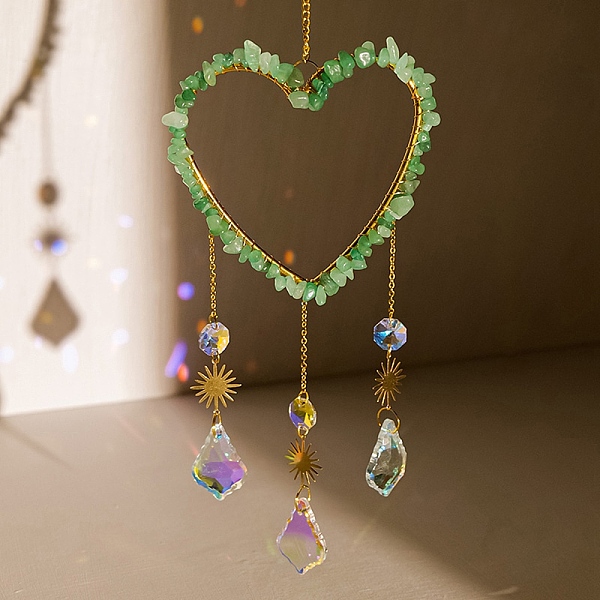 PandaHall Heart Natural Green Aventurine Chips Hanging Ornaments, Glass Leaf Hanging Suncatcher for Home Garden Ornaments, 437mm Green...
PandaHall Heart Natural Green Aventurine Chips Hanging Ornaments, Glass Leaf Hanging Suncatcher for Home Garden Ornaments, 437mm Green...