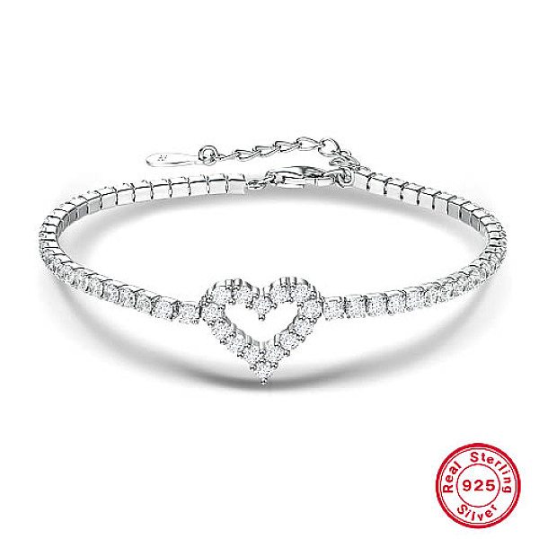 PandaHall 925 Sterling Silver Heart and Cubic Zirconia Inlaid Bracelets for Women, Platinum, 5-1/8 inch(13cm) Sterling Silver Heart
PandaHall 925 Sterling Silver Heart and Cubic Zirconia Inlaid Bracelets for Women, Platinum, 5-1/8 inch(13cm) Sterling Silver Heart