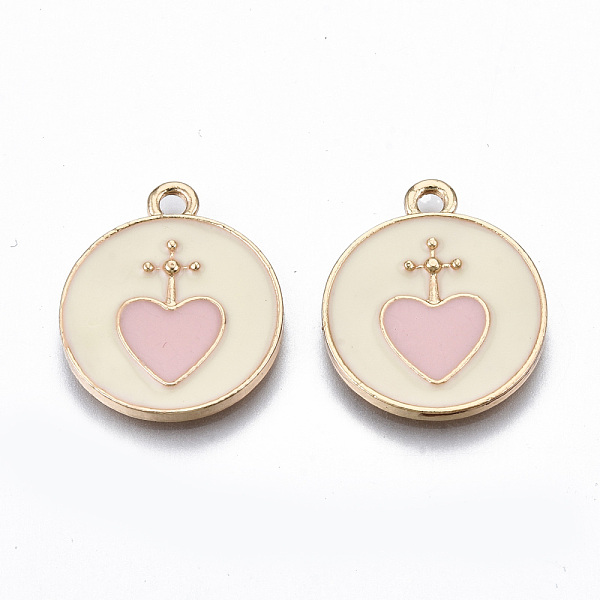 PandaHall Light Gold Plated Alloy Enamel Pendants, Cadmium Free & Lead Free, Flat Round with Heart, Light Goldenrod Yellow, 21x17.5x2mm...
PandaHall Light Gold Plated Alloy Enamel Pendants, Cadmium Free & Lead Free, Flat Round with Heart, Light Goldenrod Yellow, 21x17.5x2mm...
