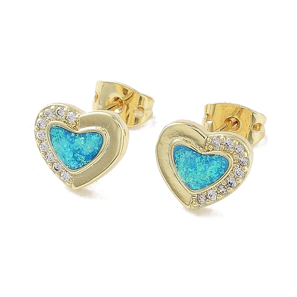 PandaHall Real 18K Gold Plated Brass Micro Pave Cubic Zirconia Stud Earrings, Synthetic Opal Earrings, Cadmium Free & Lead Free...
PandaHall Real 18K Gold Plated Brass Micro Pave Cubic Zirconia Stud Earrings, Synthetic Opal Earrings, Cadmium Free & Lead Free...