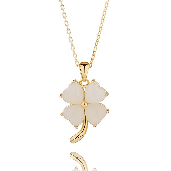 PandaHall Natural Hetian White Jade Clover Pendant Necklace, 925 Sterling Silver Jewelry for Women, Golden, 15.75 inch(40cm) Sterling Silver
PandaHall Natural Hetian White Jade Clover Pendant Necklace, 925 Sterling Silver Jewelry for Women, Golden, 15.75 inch(40cm) Sterling Silver