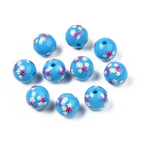 PandaHall Opaque Printed Acrylic Beads, Round with Flower, Deep Sky Blue, 9x9.5mm, Hole: 1.8mm Acrylic Round
PandaHall Opaque Printed Acrylic Beads, Round with Flower, Deep Sky Blue, 9x9.5mm, Hole: 1.8mm Acrylic Round