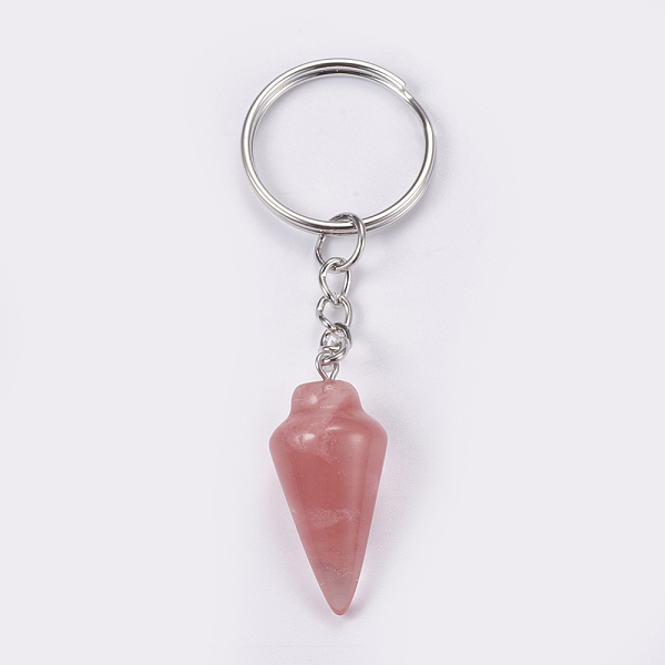 PandaHall Cherry Quartz Glass Keychain, with Iron Key Rings, Platinum, 78mm, Pendant: 32x14mm Cherry Quartz Glass Cone
PandaHall Cherry Quartz Glass Keychain, with Iron Key Rings, Platinum, 78mm, Pendant: 32x14mm Cherry Quartz Glass Cone