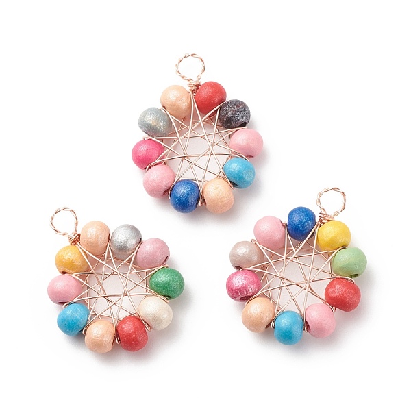 PandaHall Natural Wood Round Beads Pendants, with Raw(Unplated) Copper Wire Wrapped, Ring Charm, Dyed, Colorful, 29~30x22~23.5x6mm, Hole...
PandaHall Natural Wood Round Beads Pendants, with Raw(Unplated) Copper Wire Wrapped, Ring Charm, Dyed, Colorful, 29~30x22~23.5x6mm, Hole...