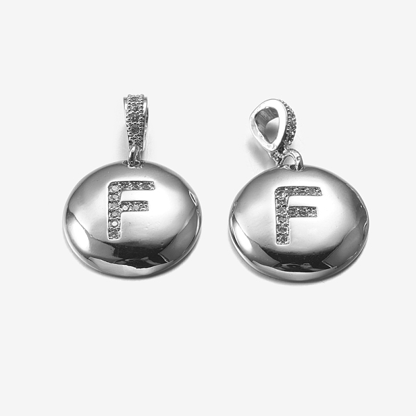 PandaHall Brass Pendants, with Cubic Zirconia, Cadmium Free & Lead Free, Flat Round with Letter, Platinum, Letter.F, 22mm, Hole: 2x3mm...
PandaHall Brass Pendants, with Cubic Zirconia, Cadmium Free & Lead Free, Flat Round with Letter, Platinum, Letter.F, 22mm, Hole: 2x3mm...