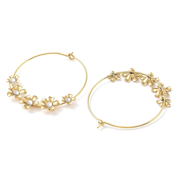 PandaHall Flower Glass Hoop Earrings, Golden Tone 304 Stainless Steel Jewely for Women, Clear, 43x35mm 304 Stainless Steel Flower Clear
PandaHall Flower Glass Hoop Earrings, Golden Tone 304 Stainless Steel Jewely for Women, Clear, 43x35mm 304 Stainless Steel Flower Clear