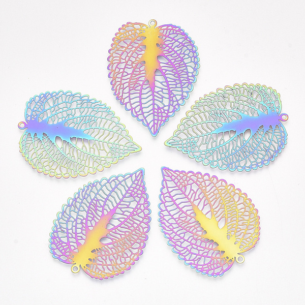PandaHall Ion Plating(IP) 201 Stainless Steel Filigree Pendants, Etched Metal Embellishments, Leaf, Rainbow Color, 47x35x0.2mm, Hole: 1.6mm...
PandaHall Ion Plating(IP) 201 Stainless Steel Filigree Pendants, Etched Metal Embellishments, Leaf, Rainbow Color, 47x35x0.2mm, Hole: 1.6mm...