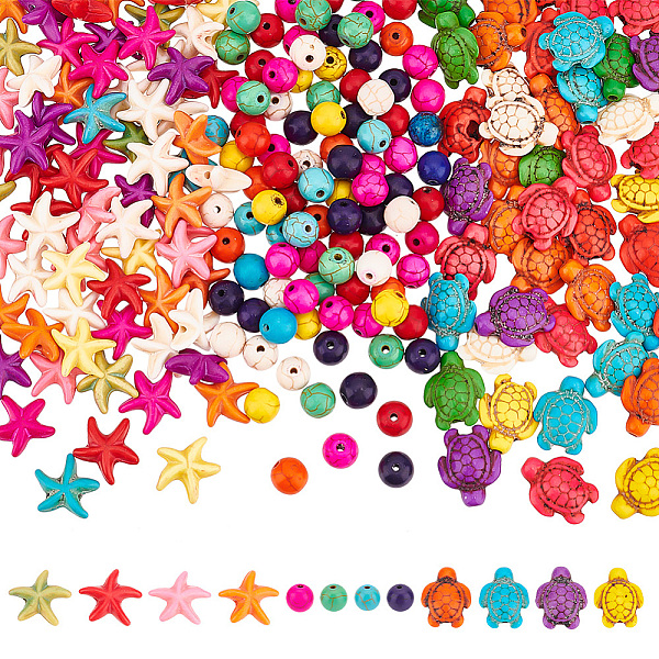 PandaHall 6 Strands 3 Styles Synthetic Howlite & Synthetic Turquoise Beads Strands Set, Dyed, Starfish/Sea Star & Round & Tortoise, Mixed..., Multicolor
PandaHall 6 Strands 3 Styles Synthetic Howlite & Synthetic Turquoise Beads Strands Set, Dyed, Starfish/Sea Star & Round & Tortoise, Mixed..., Multicolor