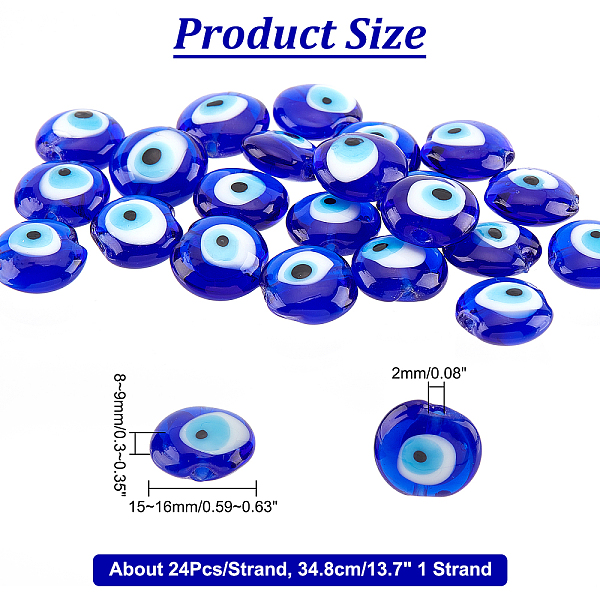 PandaHall About 24 Pcs Glass Evil Eye Beads, 15mm Blue Handmade Lampwork Beads Flat Round Evil Eye Charms Turkish Evil Eye Spacer Beads for...
PandaHall About 24 Pcs Glass Evil Eye Beads, 15mm Blue Handmade Lampwork Beads Flat Round Evil Eye Charms Turkish Evil Eye Spacer Beads for...