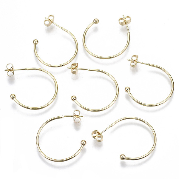 PandaHall Brass Half Hoop Earrings, Stud Earring, Nickel Free, with Ear Nuts and 925 Sterling Silver Pins, Real 18K Gold Plated...
PandaHall Brass Half Hoop Earrings, Stud Earring, Nickel Free, with Ear Nuts and 925 Sterling Silver Pins, Real 18K Gold Plated...