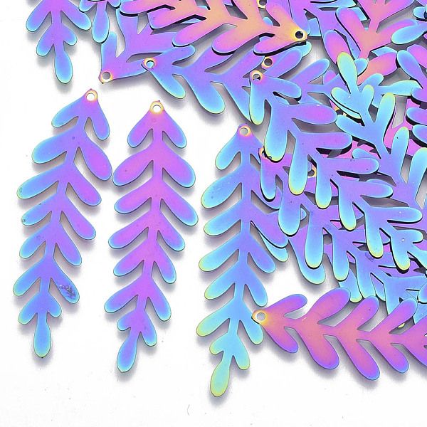 PandaHall Ion Plating(IP) 201 Stainless Steel Filigree Big Pendants, Etched Metal Embellishments, Leaf, Rainbow Color, 51x15.5x0.3mm, Hole...
PandaHall Ion Plating(IP) 201 Stainless Steel Filigree Big Pendants, Etched Metal Embellishments, Leaf, Rainbow Color, 51x15.5x0.3mm, Hole...