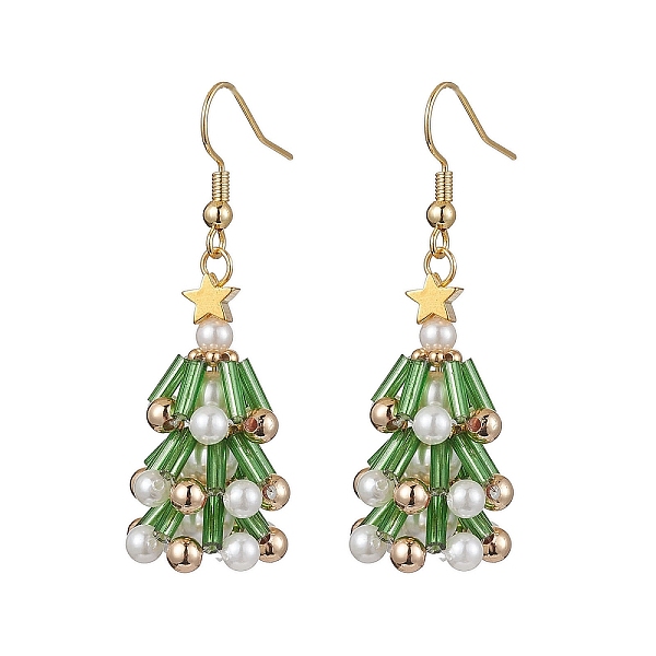 PandaHall Glass Dangle Earrings, with Brass Earring Hooks and Shell Pearl Beads, Christmas Tree, Golden, 52x16mm Glass Christmas Tree
PandaHall Glass Dangle Earrings, with Brass Earring Hooks and Shell Pearl Beads, Christmas Tree, Golden, 52x16mm Glass Christmas Tree