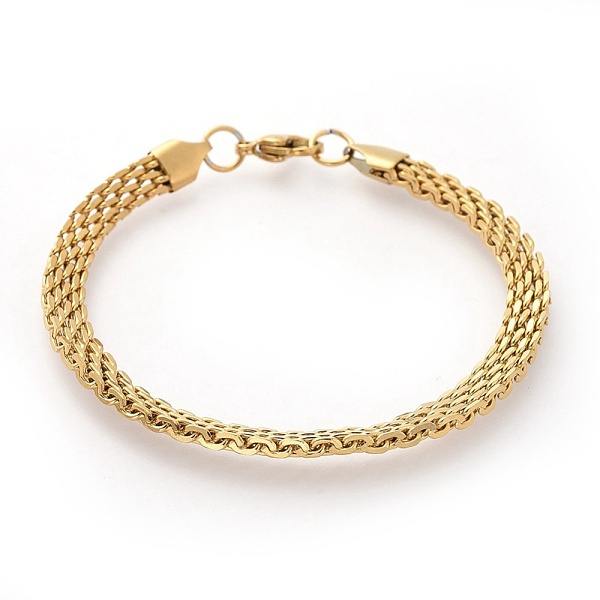 PandaHall 304 Stainless Steel Mesh Chain Bracelets, with Lobster Claw Clasps, Golden, 8-1/4 inch(21cm) 304 Stainless Steel
PandaHall 304 Stainless Steel Mesh Chain Bracelets, with Lobster Claw Clasps, Golden, 8-1/4 inch(21cm) 304 Stainless Steel