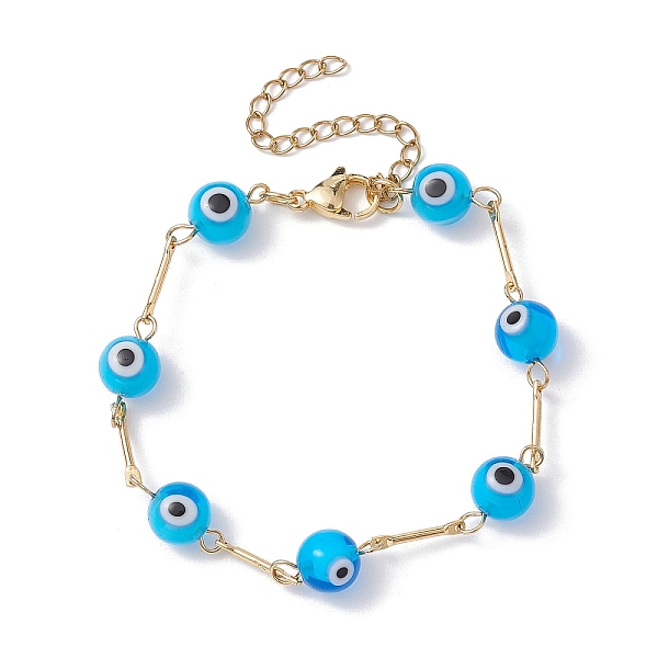 PandaHall Lampwork Evil Eye Link Chain Bracelets, with Golden Brass Bar Link Chains, Deep Sky Blue, 7 inch(17.8cm) Brass Evil Eye
PandaHall Lampwork Evil Eye Link Chain Bracelets, with Golden Brass Bar Link Chains, Deep Sky Blue, 7 inch(17.8cm) Brass Evil Eye