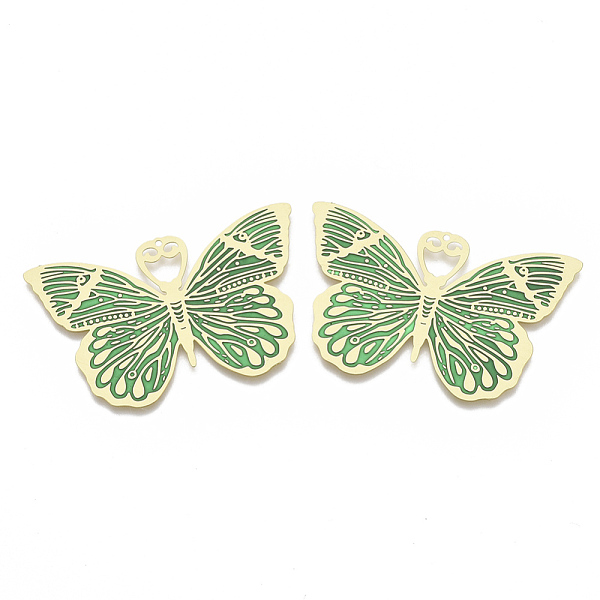 PandaHall Brass Enamel Big Pendants, Etched Metal Embellishments, Matte Gold Color, Butterfly, Medium Sea Green, 31.5x50x0.3mm, Hole: 1.2mm...
PandaHall Brass Enamel Big Pendants, Etched Metal Embellishments, Matte Gold Color, Butterfly, Medium Sea Green, 31.5x50x0.3mm, Hole: 1.2mm...