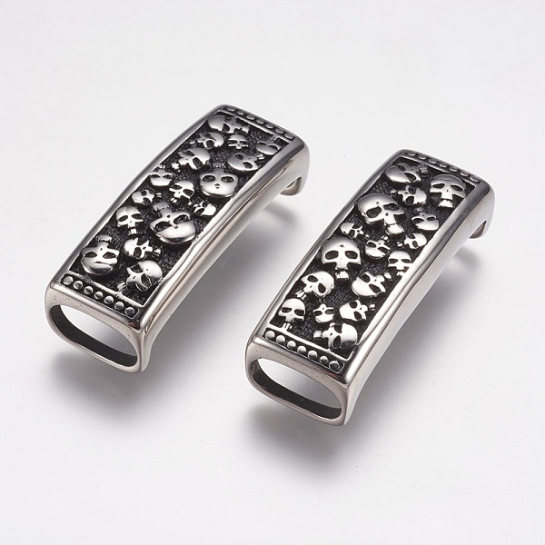 PandaHall 304 Stainless Steel Slide Charms, Rectangle witih Skull, Antique Silver, 39x15x13mm, Hole: 7x12mm 304 Stainless Steel Skull
PandaHall 304 Stainless Steel Slide Charms, Rectangle witih Skull, Antique Silver, 39x15x13mm, Hole: 7x12mm 304 Stainless Steel Skull