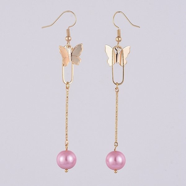 PandaHall Dangle Earrings, with Glass Pearl Round Beads, Iron Bar Links, Brass Pendant and Earring Hooks, Butterfly & Oval, Pearl Pink, 81mm...
PandaHall Dangle Earrings, with Glass Pearl Round Beads, Iron Bar Links, Brass Pendant and Earring Hooks, Butterfly & Oval, Pearl Pink, 81mm...
