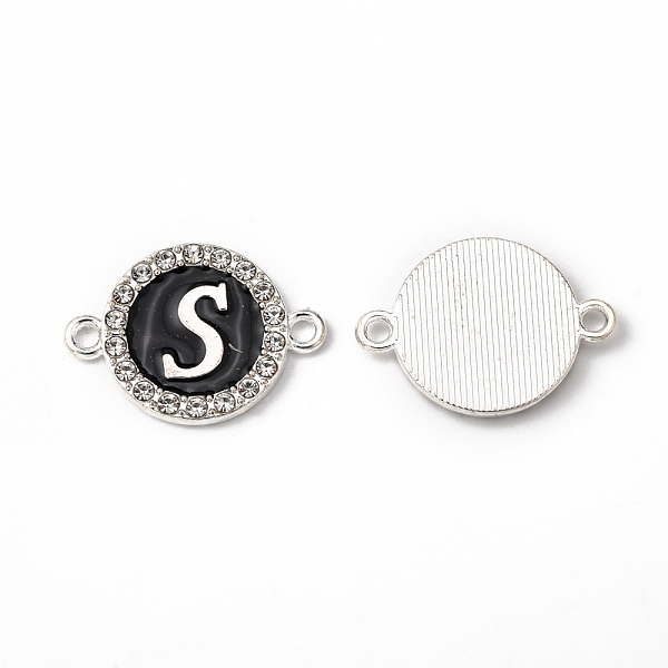 PandaHall Alloy Enamel Links Connectors, with Crystal Rhinestones, Flat Round with Letter, Silver Color Plated, Letter.S, 22x16x2mm, Hole..., Black
PandaHall Alloy Enamel Links Connectors, with Crystal Rhinestones, Flat Round with Letter, Silver Color Plated, Letter.S, 22x16x2mm, Hole..., Black