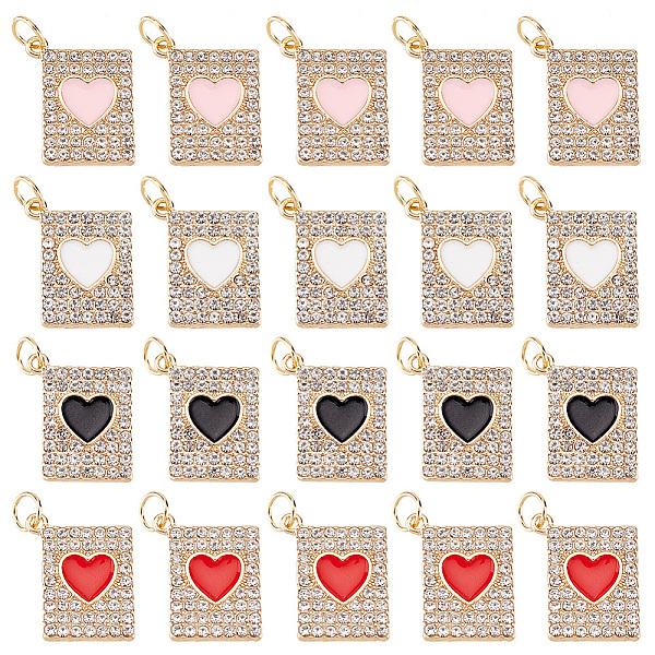 PandaHall 20Pcs 4 Colors Alloy with Rhinestone Pendants, with Enamel and Jump Ring, Rectangle with Heart Charms, Mixed Color, 24x21x2mm..., Multicolor
PandaHall 20Pcs 4 Colors Alloy with Rhinestone Pendants, with Enamel and Jump Ring, Rectangle with Heart Charms, Mixed Color, 24x21x2mm..., Multicolor