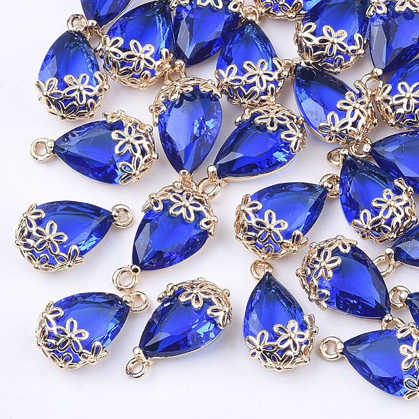 PandaHall Transparent Glass Pendants, with Brass Findings, Faceted, teardrop, with Flower, Light Gold, Medium Blue, 16x9x6mm, Hole: 1.2mm...
PandaHall Transparent Glass Pendants, with Brass Findings, Faceted, teardrop, with Flower, Light Gold, Medium Blue, 16x9x6mm, Hole: 1.2mm...