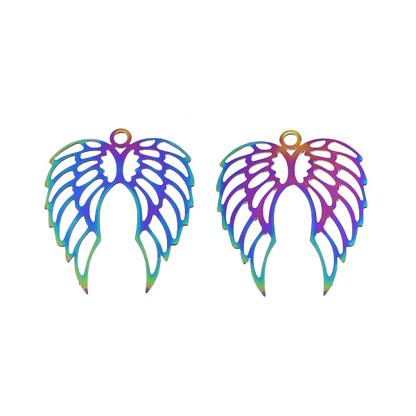 PandaHall 201 Stainless Steel Pendants, Etched Metal Embellishments, Wing, Rainbow Color, 40x33x0.3mm, Hole: 3mm 201 Stainless Steel Wing
PandaHall 201 Stainless Steel Pendants, Etched Metal Embellishments, Wing, Rainbow Color, 40x33x0.3mm, Hole: 3mm 201 Stainless Steel Wing