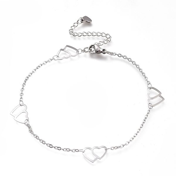 PandaHall 304 Stainless Steel Cable Chain Anklets, with Double Heart Links and Lobster Claw Clasps, Stainless Steel Color, 9-1/8 inch(23cm)...
PandaHall 304 Stainless Steel Cable Chain Anklets, with Double Heart Links and Lobster Claw Clasps, Stainless Steel Color, 9-1/8 inch(23cm)...