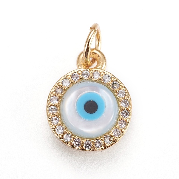 PandaHall Brass Micro Pave Cubic Zirconia Charms, with Lampwork, Flat Round with Evil Eye, Golden, 11.5x9x3mm, Hole: 3mm Brass+Cubic..., White
PandaHall Brass Micro Pave Cubic Zirconia Charms, with Lampwork, Flat Round with Evil Eye, Golden, 11.5x9x3mm, Hole: 3mm Brass+Cubic..., White