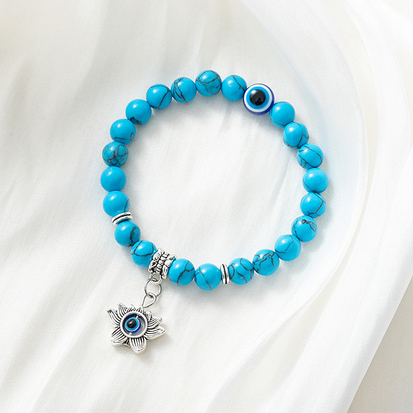 PandaHall Synthetic Turquoise Stretch Bracelet with Evil Eye Charms, Mixed Shapes Turquoise Mixed Shapes
PandaHall Synthetic Turquoise Stretch Bracelet with Evil Eye Charms, Mixed Shapes Turquoise Mixed Shapes