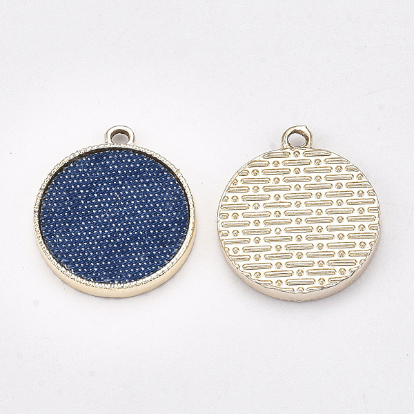PandaHall Alloy Pendants, with Cloth, Flat Round, Light Gold, Marine Blue, 23x20x3mm, Hole: 2mm Cloth Flat Round Blue
PandaHall Alloy Pendants, with Cloth, Flat Round, Light Gold, Marine Blue, 23x20x3mm, Hole: 2mm Cloth Flat Round Blue