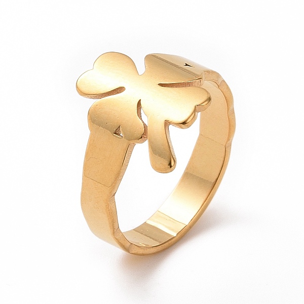 PandaHall Ion Plating(IP) 201 Stainless Steel Clover Finger Ring, Wide Ring for Women, Golden, US Size 6 1/2(16.9mm) 201 Stainless Steel
PandaHall Ion Plating(IP) 201 Stainless Steel Clover Finger Ring, Wide Ring for Women, Golden, US Size 6 1/2(16.9mm) 201 Stainless Steel