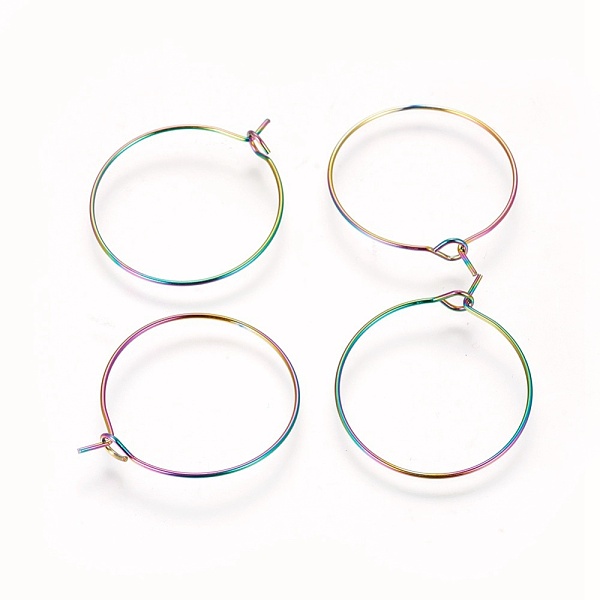 PandaHall Ion Plating(IP) 304 Stainless Steel Hoop Earrings Findings, Wine Glass Charms Findings, Rainbow Color, 21 Gauge, 25x0.7mm 304...
PandaHall Ion Plating(IP) 304 Stainless Steel Hoop Earrings Findings, Wine Glass Charms Findings, Rainbow Color, 21 Gauge, 25x0.7mm 304...