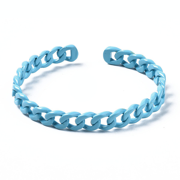 PandaHall Spray Painted Brass Cuff Bangles, Curb Chain, Sky Blue, Inner Diameter: 1-7/8 inch(4.9cm), 7.5mm Brass
PandaHall Spray Painted Brass Cuff Bangles, Curb Chain, Sky Blue, Inner Diameter: 1-7/8 inch(4.9cm), 7.5mm Brass