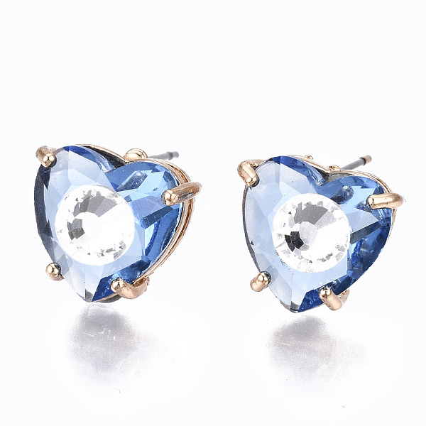 PandaHall Brass Stud Earrings, with Glass and Steel Pins, Heart, Light Gold, Cornflower Blue, 12x13mm, Pin: 0.6mm Glass Heart
PandaHall Brass Stud Earrings, with Glass and Steel Pins, Heart, Light Gold, Cornflower Blue, 12x13mm, Pin: 0.6mm Glass Heart