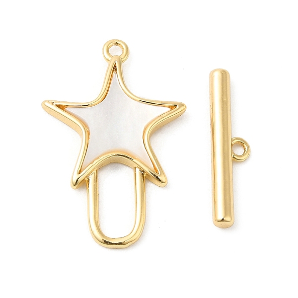 PandaHall Brass Toggle Clasps, with Shell, Star, Real 18K Gold Plated, Star: 22x14.5x2.5mm, Hole: 1.2mm, Bar: 17x4x2mm, Hole: 1.2mm Brass...
PandaHall Brass Toggle Clasps, with Shell, Star, Real 18K Gold Plated, Star: 22x14.5x2.5mm, Hole: 1.2mm, Bar: 17x4x2mm, Hole: 1.2mm Brass...