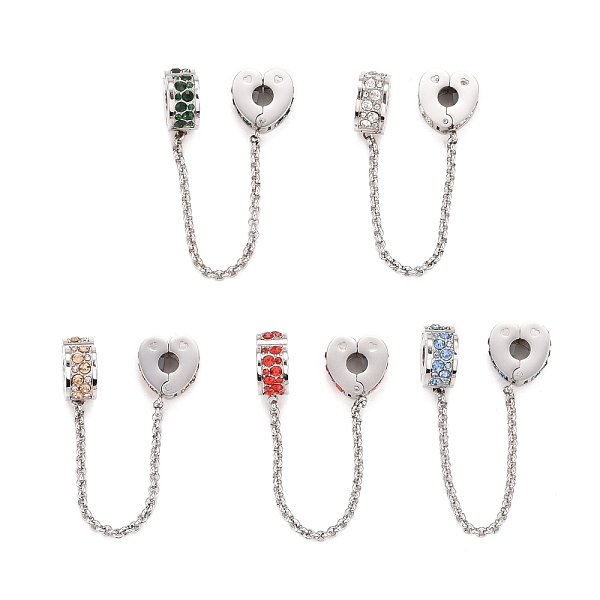 PandaHall 304 Stainless Steel Heart Safety Chain Clip Lock Stopper Charms, European Clasps, with Rhinestone, Stainless Steel Color, for..., Multicolor
PandaHall 304 Stainless Steel Heart Safety Chain Clip Lock Stopper Charms, European Clasps, with Rhinestone, Stainless Steel Color, for..., Multicolor