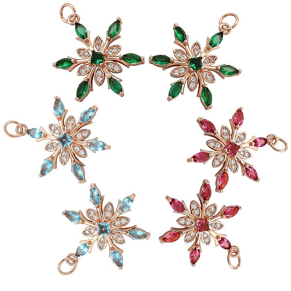 PandaHall 6Pcs 3 Style Brass Cubic Zirconia Pendants, Long-Lasting Plated, Snowflake, Real Rose Gold Plated, 24.5x19x4mm, Hole: 3.6mm..., Multicolor
PandaHall 6Pcs 3 Style Brass Cubic Zirconia Pendants, Long-Lasting Plated, Snowflake, Real Rose Gold Plated, 24.5x19x4mm, Hole: 3.6mm..., Multicolor