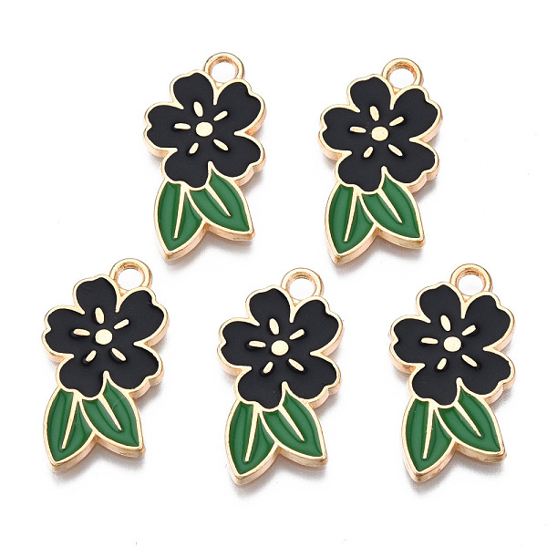 PandaHall Alloy Enamel Pendants, Cadmium Free & Lead Free, Light Gold, Flower, Black, 24.5x14.5x1.5mm, Hole: 2mm Alloy+Enamel Flower Black
PandaHall Alloy Enamel Pendants, Cadmium Free & Lead Free, Light Gold, Flower, Black, 24.5x14.5x1.5mm, Hole: 2mm Alloy+Enamel Flower Black