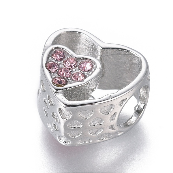 PandaHall 304 Stainless Steel European Beads, Large Hole Beads, with Rhinestone, Heart, Stainless Steel Color, Light Rose, 11x11.5x7.5mm..., Pink
PandaHall 304 Stainless Steel European Beads, Large Hole Beads, with Rhinestone, Heart, Stainless Steel Color, Light Rose, 11x11.5x7.5mm..., Pink