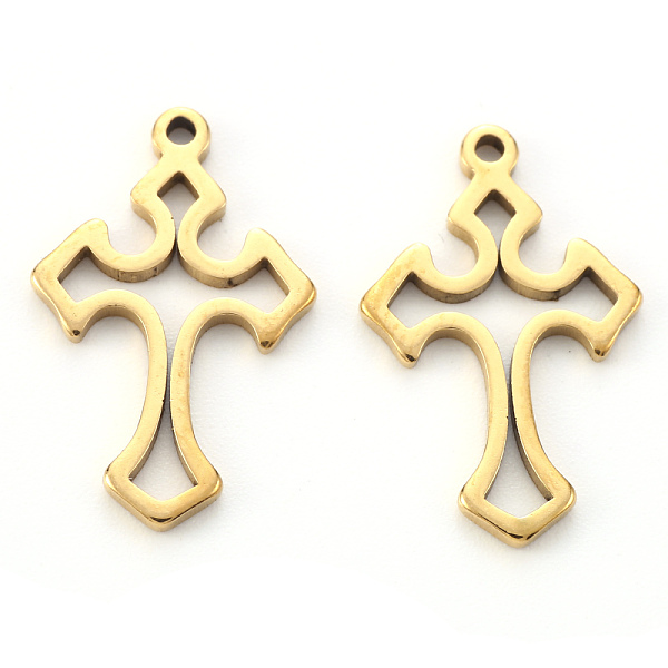 PandaHall Vacuum Plating 304 Stainless Steel Pendants, Laser Cut, Cross, Golden, 19x12x1mm, Hole: 1.2mm 304 Stainless Steel Cross
PandaHall Vacuum Plating 304 Stainless Steel Pendants, Laser Cut, Cross, Golden, 19x12x1mm, Hole: 1.2mm 304 Stainless Steel Cross