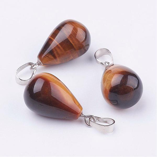 PandaHall Natural Tiger Eye Pendants, with Platinum Tone Brass Findings, Drop, 24~24.5x14mm, Hole: 5x7mm Tiger Eye Teardrop
PandaHall Natural Tiger Eye Pendants, with Platinum Tone Brass Findings, Drop, 24~24.5x14mm, Hole: 5x7mm Tiger Eye Teardrop