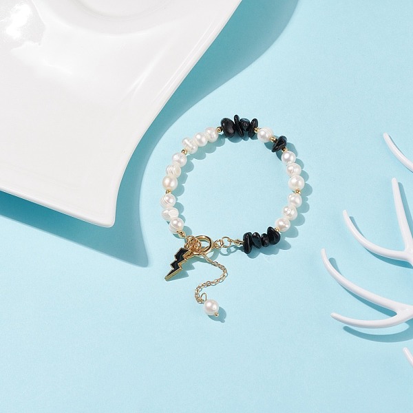 PandaHall Natural Obsidian Chips & Pearl Beaded Bracelet with Enamel Lighting Bolt Charms, Gemstone Jewelry for Women, Golden, 7-5/8 inch...
PandaHall Natural Obsidian Chips & Pearl Beaded Bracelet with Enamel Lighting Bolt Charms, Gemstone Jewelry for Women, Golden, 7-5/8 inch...