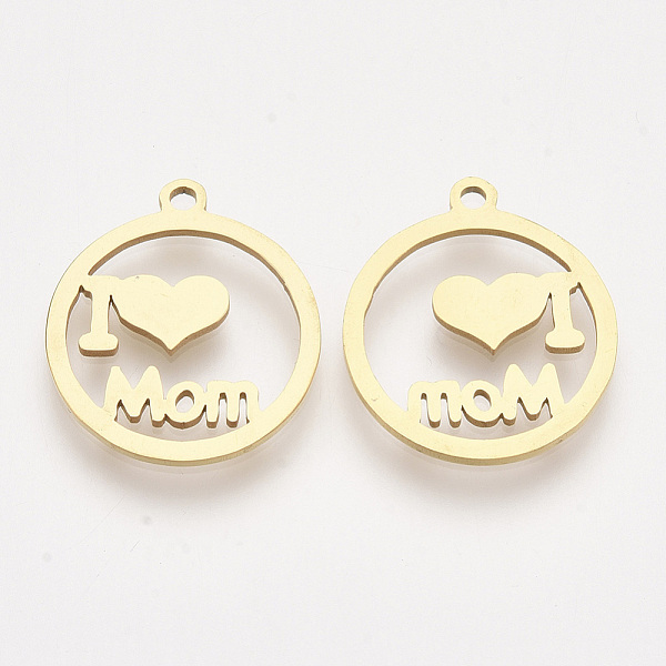 PandaHall Mother's Day Theme, 201 Stainless Steel Pendants, Laser Cut Pendants, Flat Round with Word I Love Mom, Golden, 17.5x15.5x1mm, Hole...
PandaHall Mother's Day Theme, 201 Stainless Steel Pendants, Laser Cut Pendants, Flat Round with Word I Love Mom, Golden, 17.5x15.5x1mm, Hole...